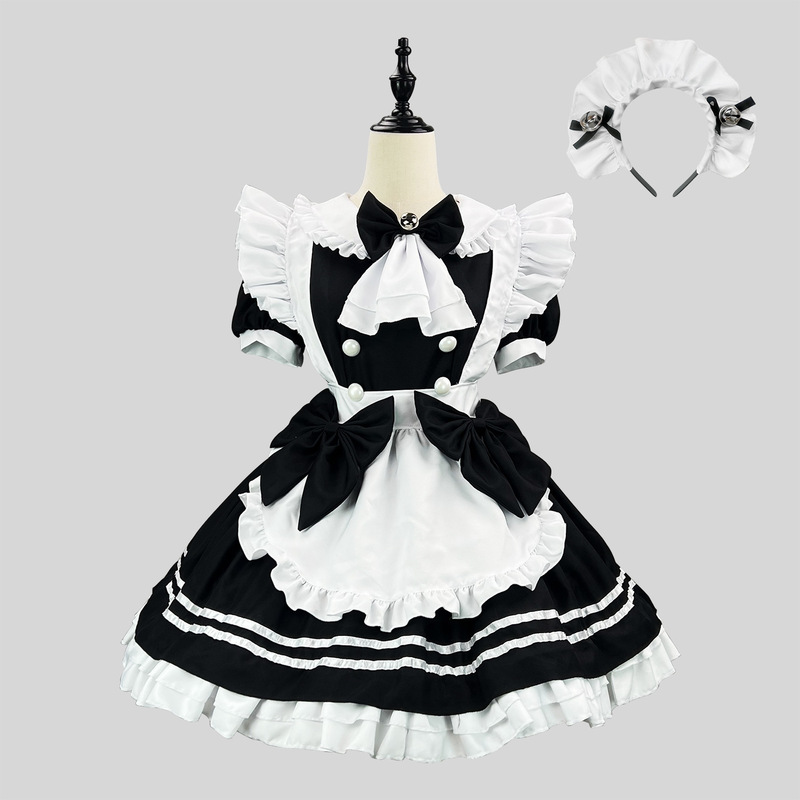 2025年新款日系女仆装黑白小恶魔lolita软妹制服小厨娘cos服装|undefined