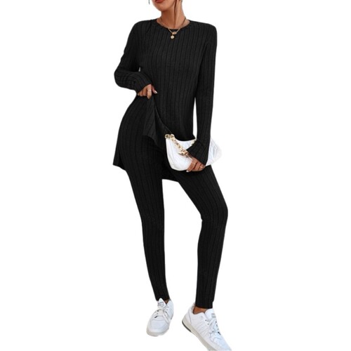 Women's Autumn/Winter New Collection, Slit Front, Short Back, Solid Color, Fitted Outerwear Set, Elegant Style