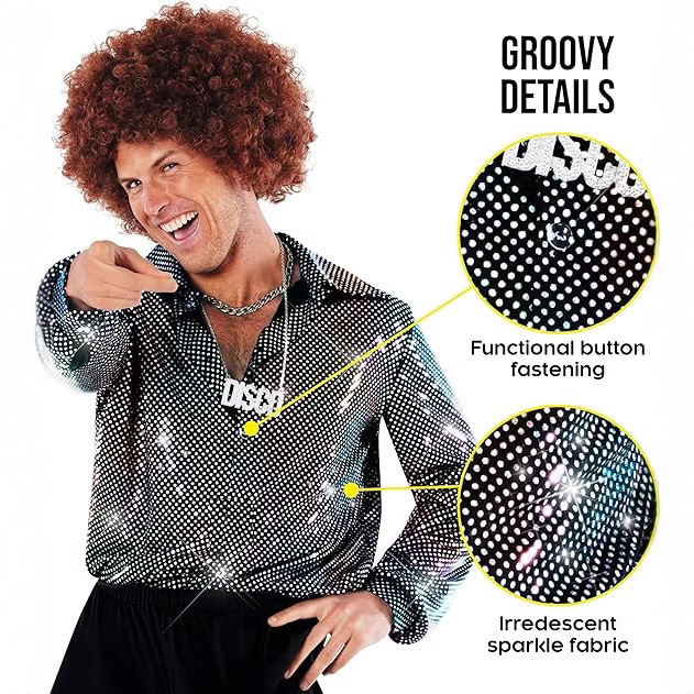 2025 New Performance Nightclub Men's Shirt Glossy Men's Long-Sleeved Shirt Cross-Border Supply Sequined Shirt