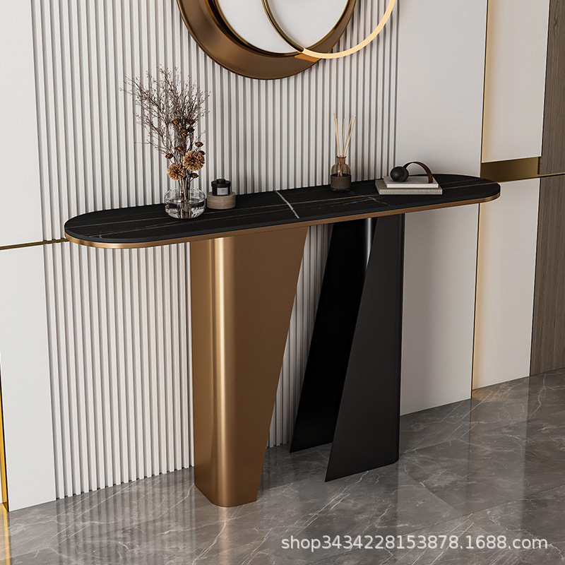 Italian-style Light Luxury Entrance Table Wall Table Modern Simple Entrance Rock Plate Ultra-narrow Door-facing Porch Table Decorative Cabinet