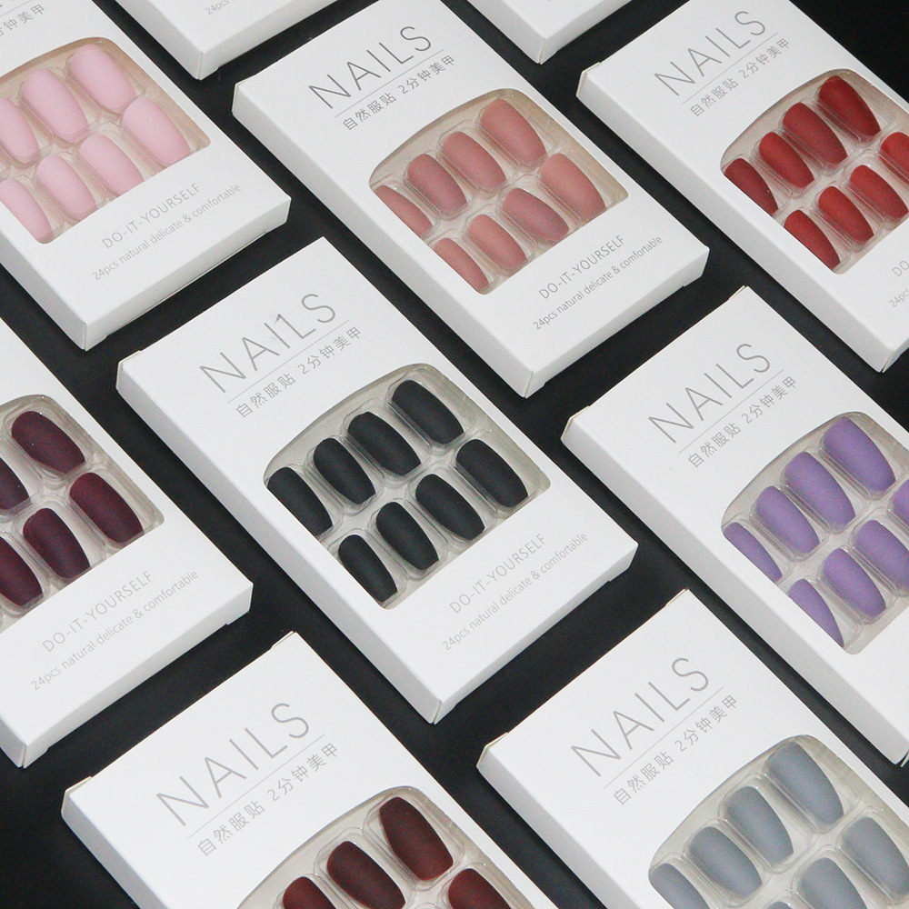 Matte solid color short nail stickers