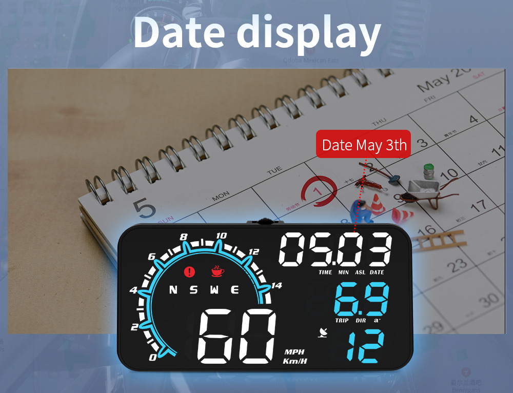 Cross-border high-definition digital display car monitor GPS universal car projector manufacturer in-stock HUD head-up display