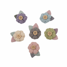 热销加扣麻布花饰品配件韩版布艺花新款手工DIY蘑菇扣布花辅料花