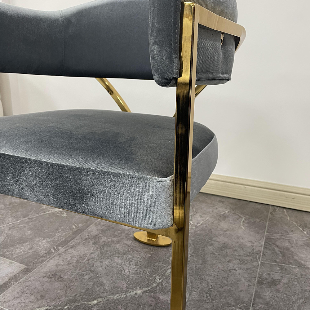 Diseño creativo italiano minimalista de hierro silla de comedor de tela de lana silla de respaldo de metal sillón de asiento elástico silla doméstica