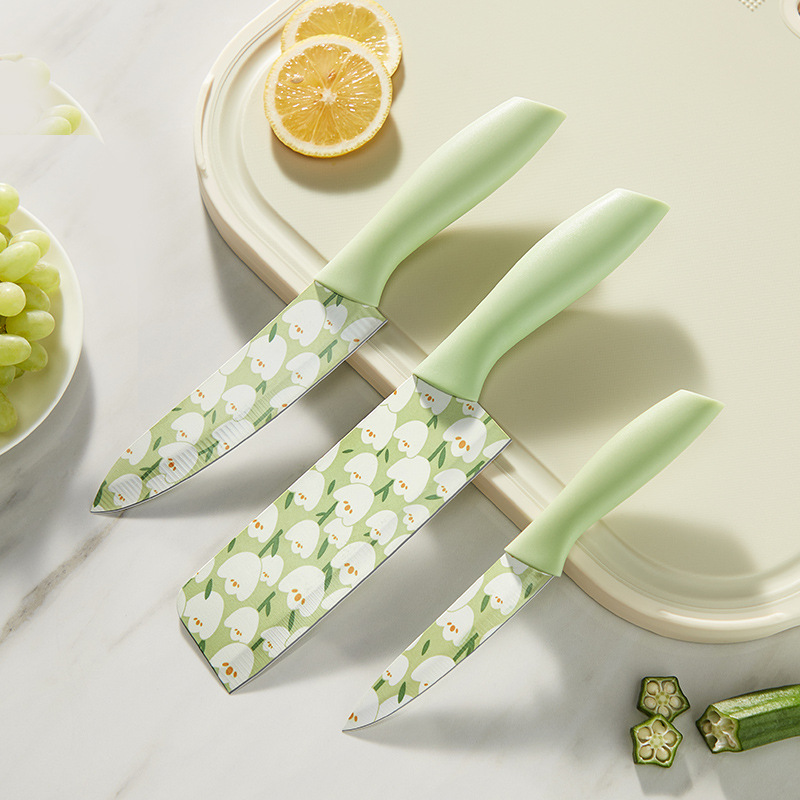 Cuchillo de cocina de tulipán original Cocina doméstica de alta gama Cuchillo de acero inoxidable Cortar verduras en rodajas Cuchillo de carne Cuchillo de fruta impreso