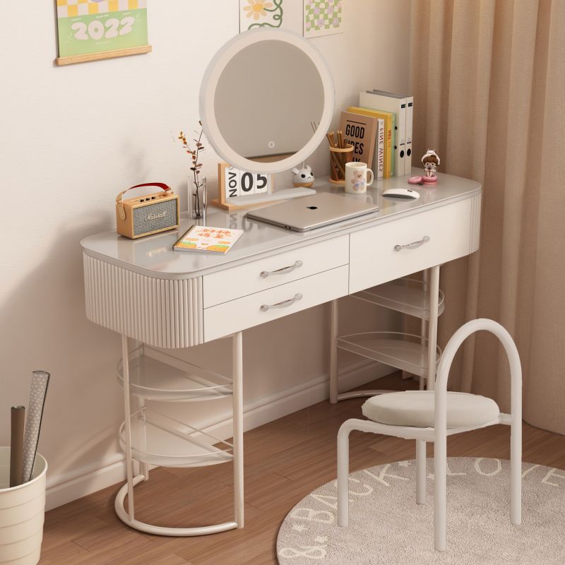 Minimalist Dressing Table Light Luxury Internet Celebrity Ins Dressing Table Nordic Storage Cabinet Integrated Princess Cream Style White Gray