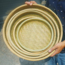 竹编收纳筐制品有孔竹筛篮子晾晒簸箕圆形竹匾洗菜篮子夏天好看