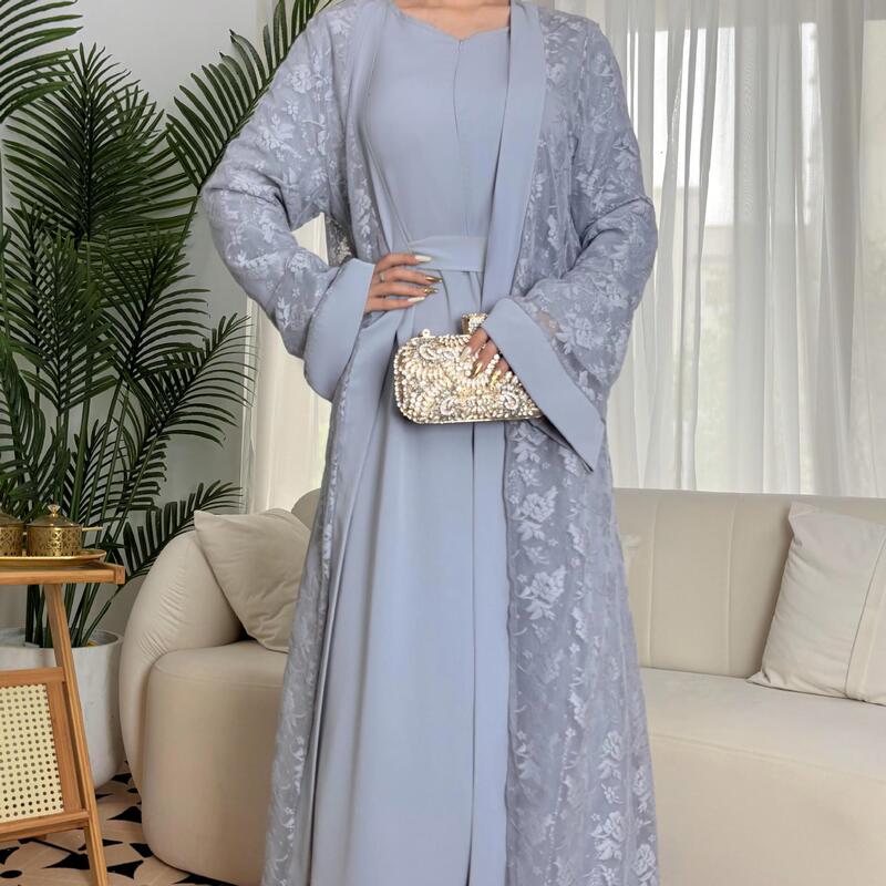 Fashionable Women's Lace Two-Piece Set Modest Clothing Dress Casual Skirt Set