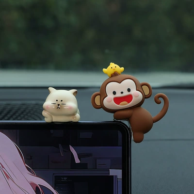 Cute Cartoon Animal Dolls Car | Car ornaments - little-cat-little-monkey-free-traceless-glue