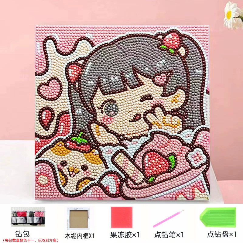 Набор алмазной мозаики DIY Kuromi и мультфильмы 20×20 см, рамка-наклейка, детское творчество