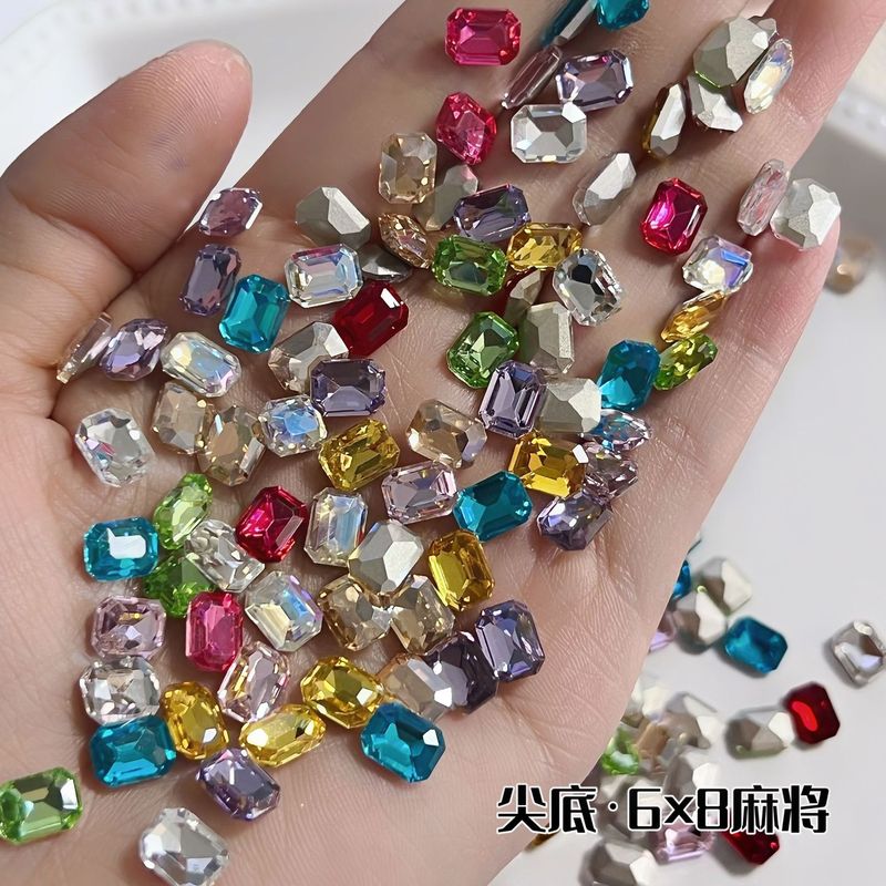 Candy-Colored Nail Art Rhinestones, Internet-Famous Sparkling Rectangular Octagonal Glass Rhinestones, Pointed-Bottom Irregular-Shaped Rhinestones, Wearable Nail Rhinestone Decorations Candy-Colored Nail Art Rhinestones, Internet-Famous Sparkling Rectangular Octagonal Glass Rhinestones, Pointed-Bottom Irregular-Shaped Rhinestones, Wearable Nail Rhinestone Decorations
