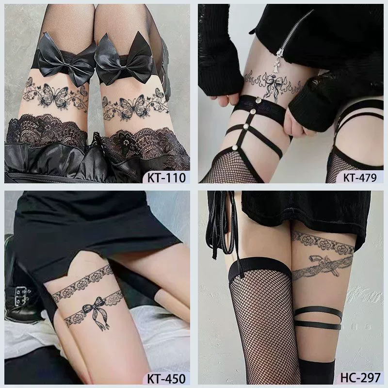 Tattoo stickers with bow, waterproof summer cool leg strap, long-term effect