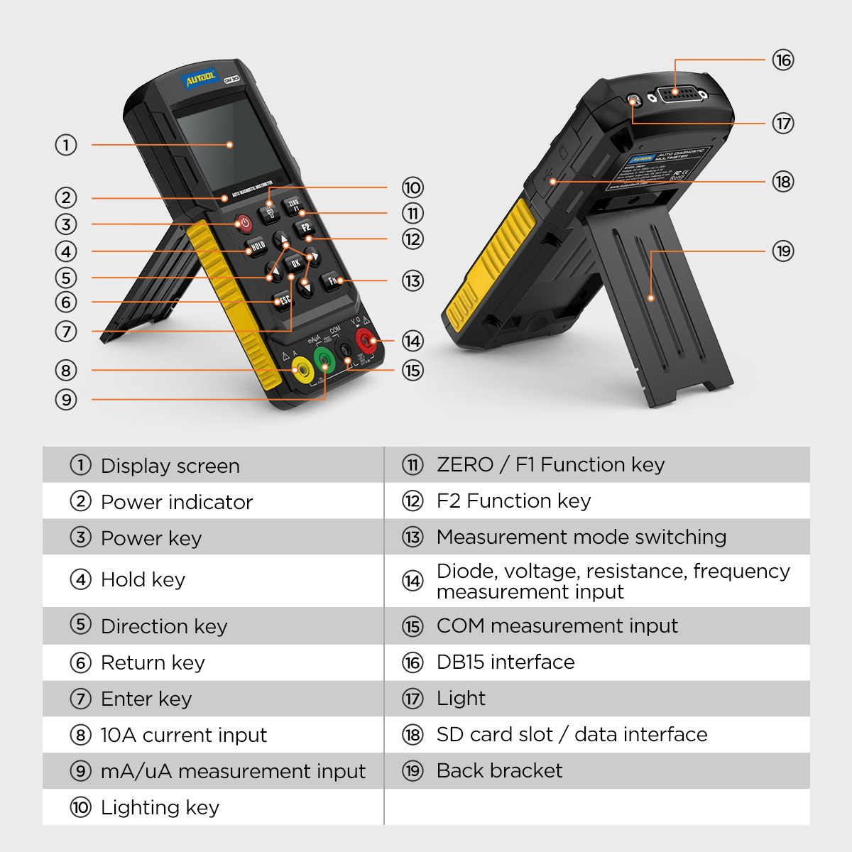 Probador AUTOOL DM303, Multímetro de Diagnóstico Automotriz AUTOOL