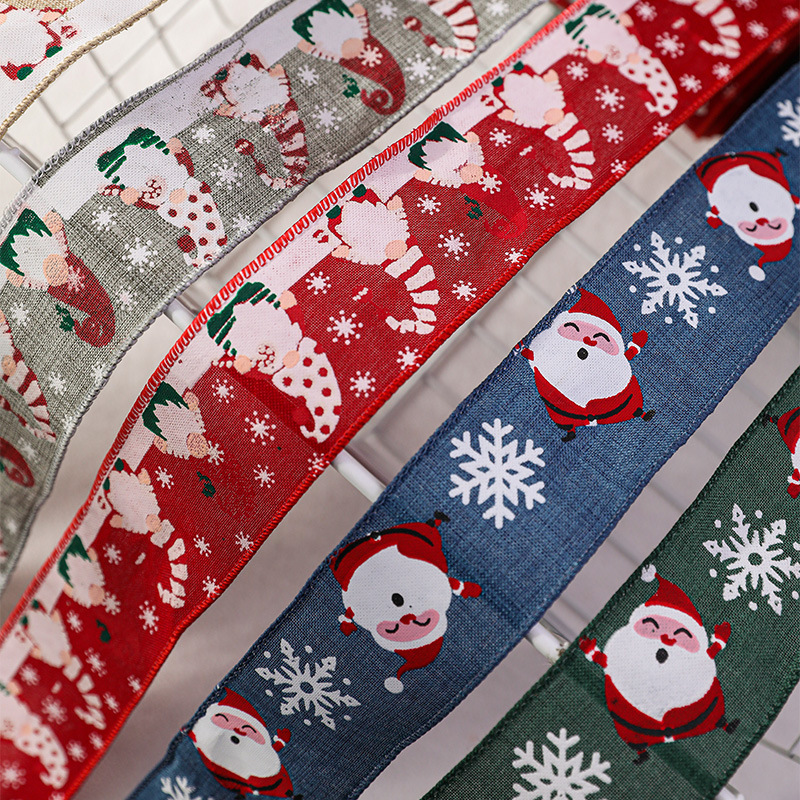 Cintas navideñas nuevas, cintas y cintas de satén, adornos para árboles de Navidad, lazos, suministros de decoración para crear ambiente, venta al por mayor