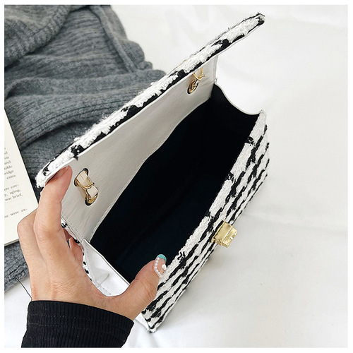 2024 spring and autumn new style small fragrant woolen bag women's fashion trend chain bag texture one-shoulder cross-body small square bag