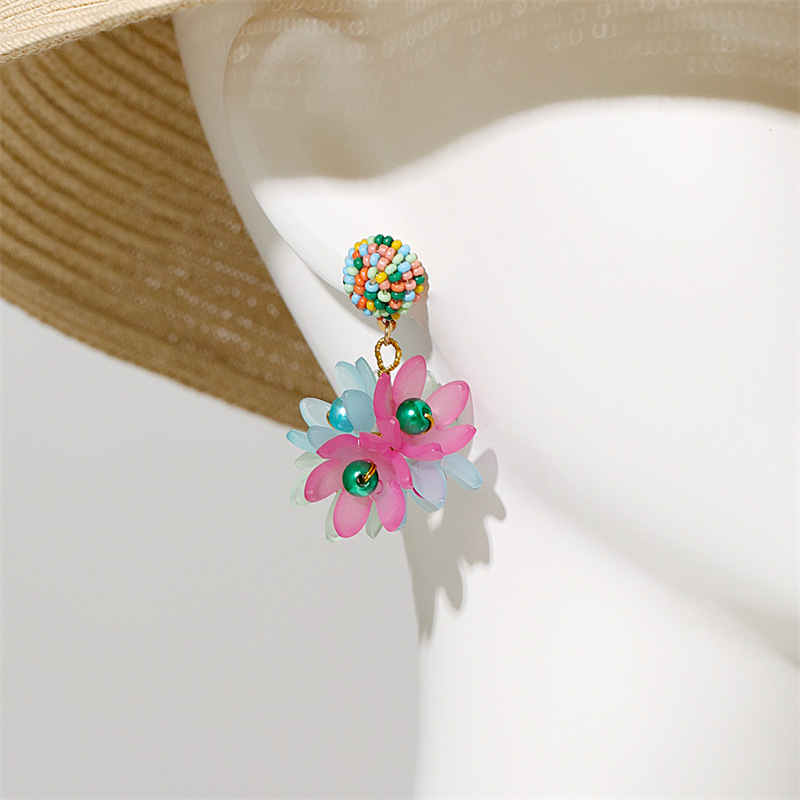 Elegant Flower Arylic Alloy Women's Earrings 1 Pair display picture 2