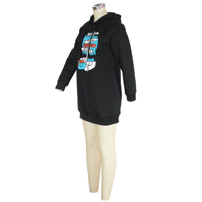 Autumn Winter Fleece Sweater Women Floral Print Hooded Mid Length Top 9 Autumn Winter Fleece Sweater Women Floral Print Hooded Mid Length Top