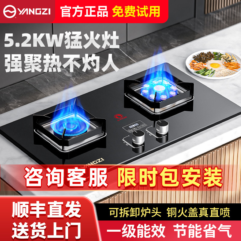 扬子煤燃气双灶家用天然气液化气灶台式嵌入式节能猛火新款双炉灶