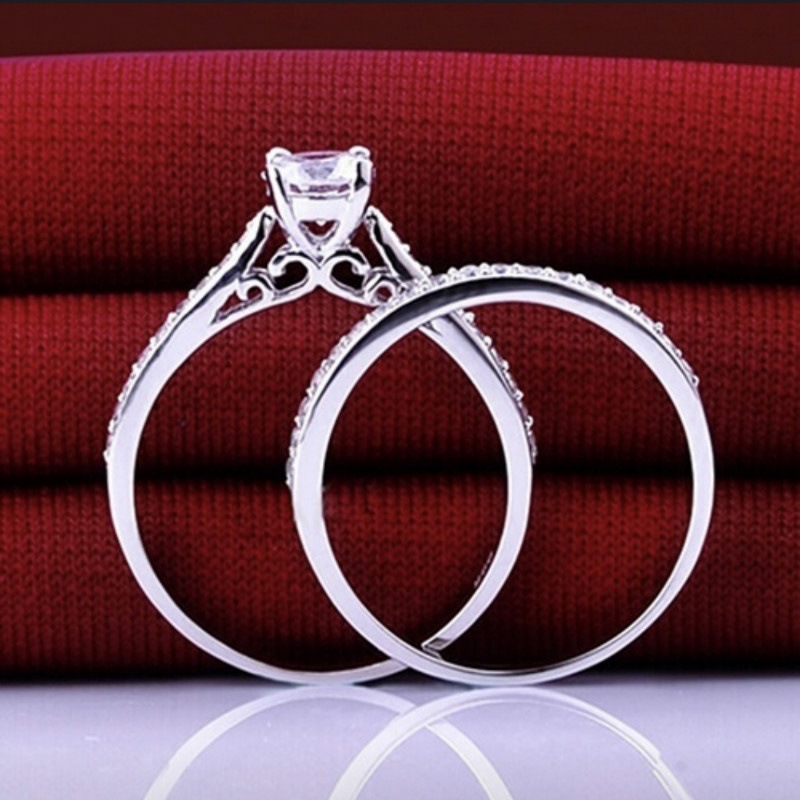 Jianjie transfronterizo nuevo cuadrado blanco ópalo antiguo anillo de plata europeo y americano nupcial joyería de la boda de las mujeres