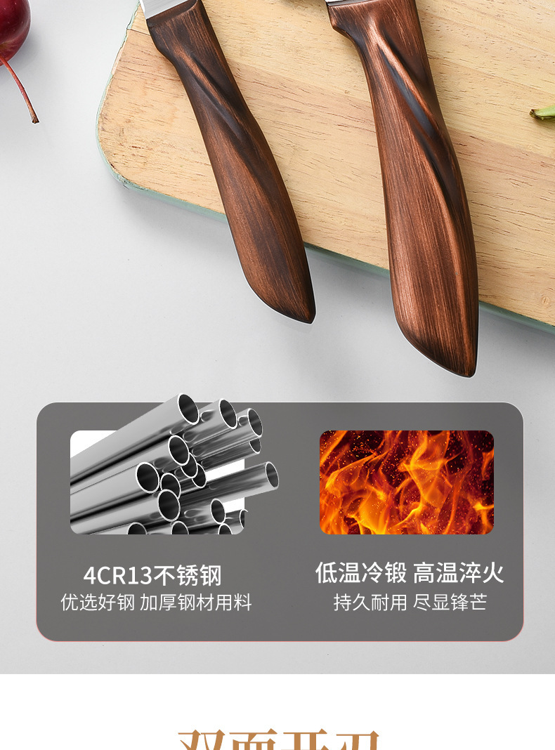 5-Piece Kitchen Knife Set Fruit Knife 4CR13 Chef Knife Hotel Home Knife Set 7-Inch Santoku Knife Vegetable Knife