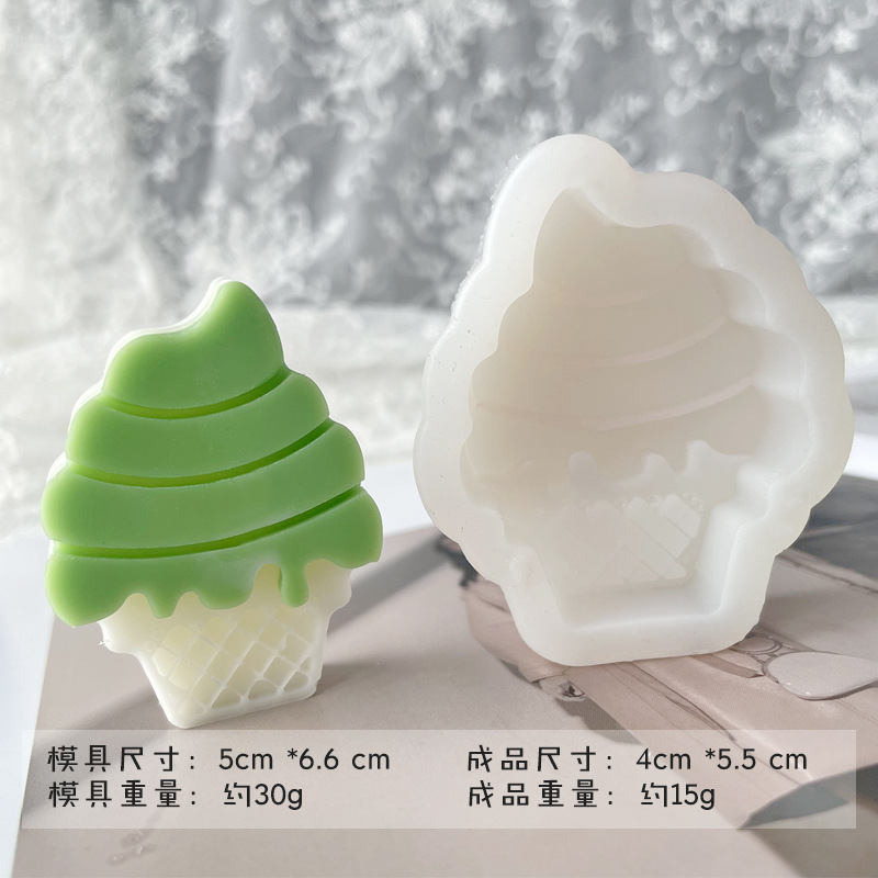 Cono de helado de cristal epoxi molde de silicona aromaterapia vela yeso DIY pastel decoración molde de chocolate
