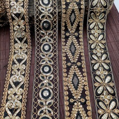民族風花邊服裝輔料 金骨線珠片刺繡 DIY布料服飾刺繡花邊