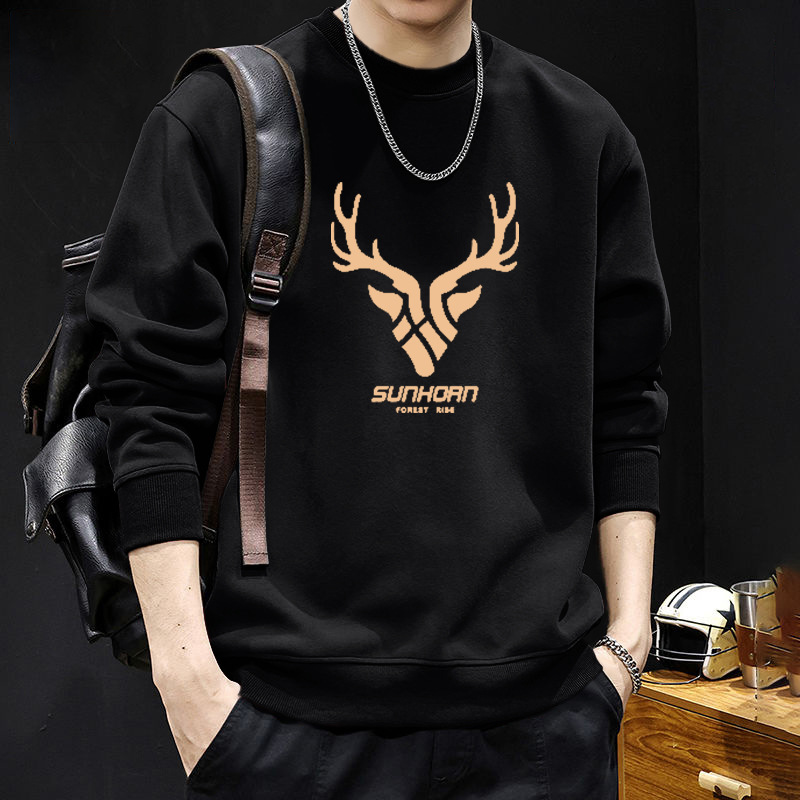 Nueva camiseta de cuello redondo para hombres otoño y invierno estilo de moda americana pareja camiseta de otoño chaqueta de moda para hombres