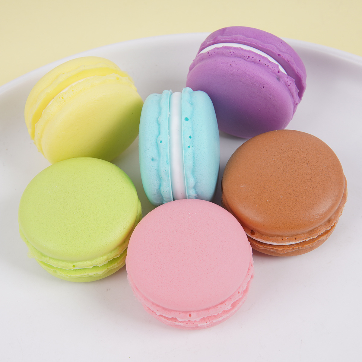 4cm simulación macarron pastel de galletas sándwich tienda de postres accesorios decorativos Pu suave simulación pan amasado música