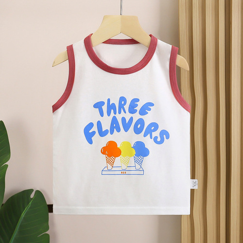 Boys 'cotton vest summer children's clothing children's children's sleeveless T-shirt thin boys' summer Western-style T-shirt