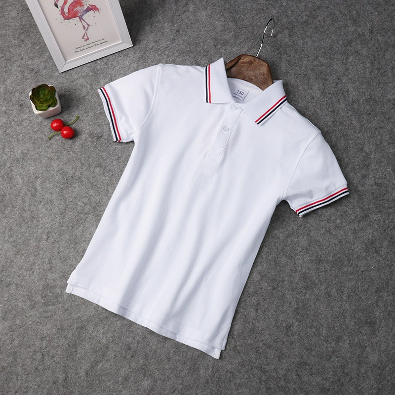 Детская футболка, голубой и белый polo, летняя форма для учащихся, с коротким рукавом