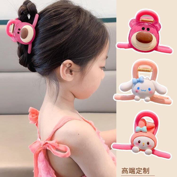 Dibujos animados para Niños lindo fresa oso pinza cabeza de bola de niña updo espalda de Niña Accesorios para el cabello dopamina