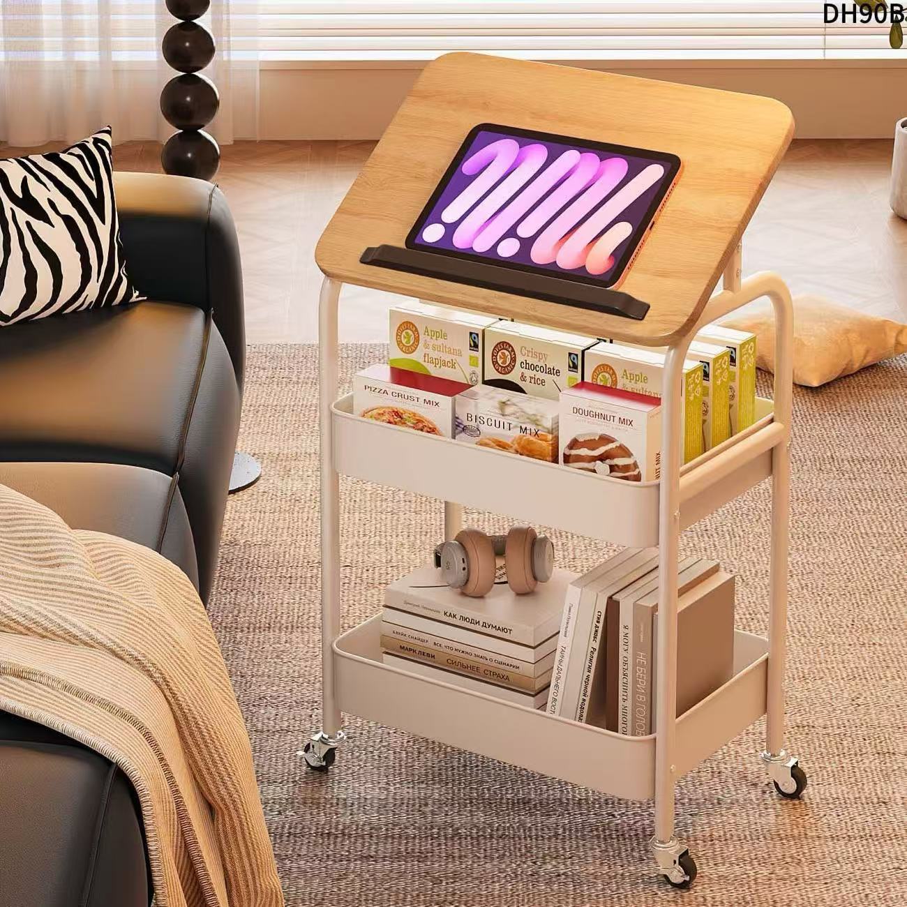 Mesa de té móvil pequeño carro de lado varios sofá de sala de estar almacenamiento con ruedas mesa de té de dormitorio estante de cabecera pequeña mesa