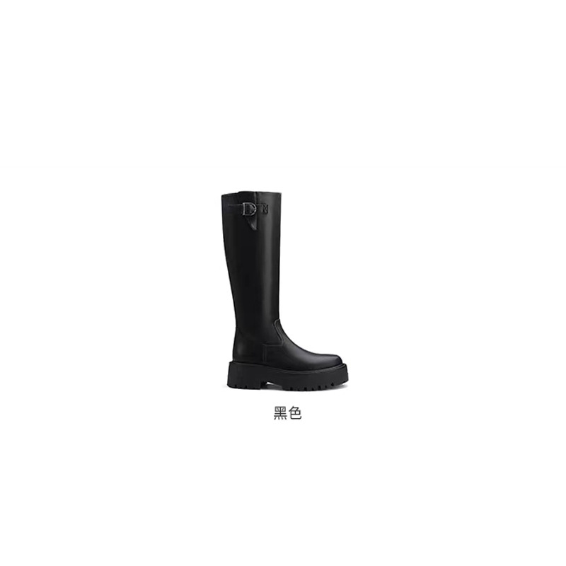 Uva mamá 2023 Otoño e Invierno Nuevo tacón grueso de suela gruesa pequeñas botas altas cremallera lateral botas de montar a la rodilla para las mujeres