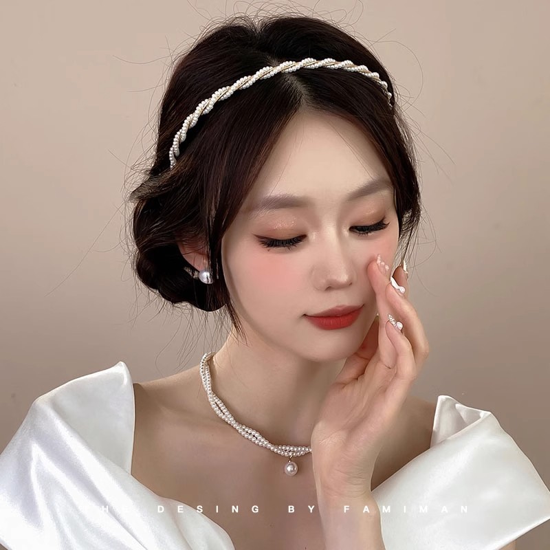 Retro francés de alto nivel sensación de perla fijación de cabello temperamento femenino de presión de cabello universal fijación de cabello no es fácil de caer tarjeta de cabello