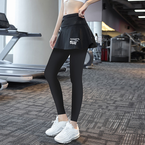 Sports skirt for women, fake two-piece culottes, one-piece anti-exposure, high-waist, hip-raising, anti-embarrassment, running, quick-drying, fitness tennis skirt