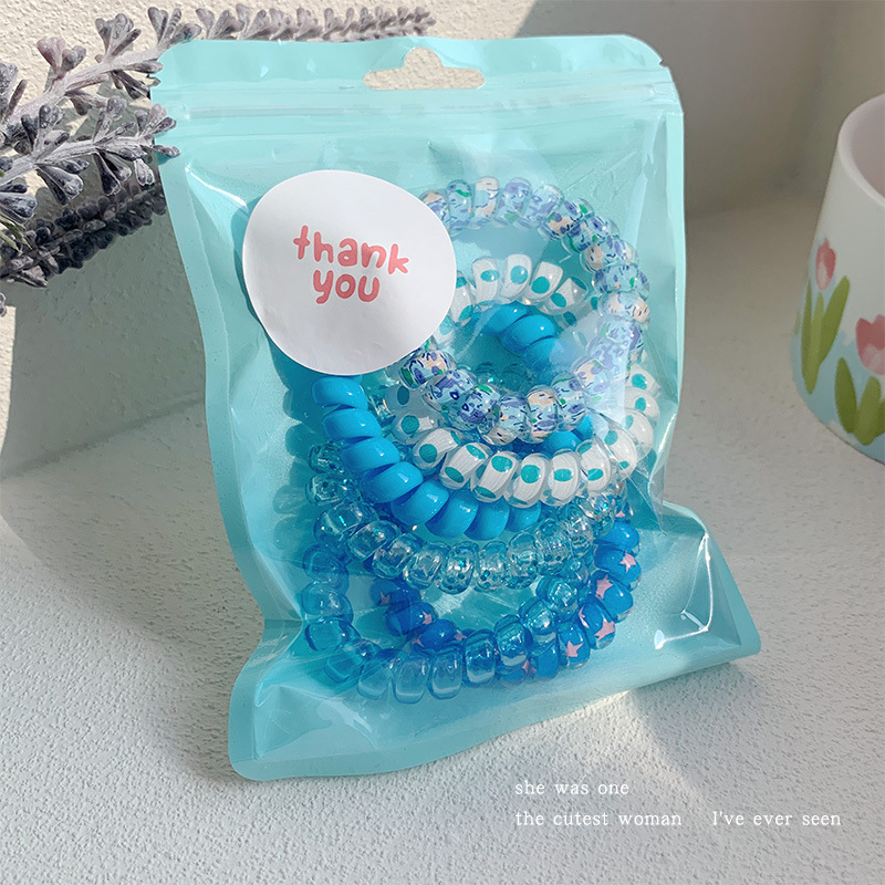 Verano nuevo cable telefónico de color gradiente cuerda de cabello de niñas cuerda de cabello de alta elasticidad anillo de cabello banda de goma tocado