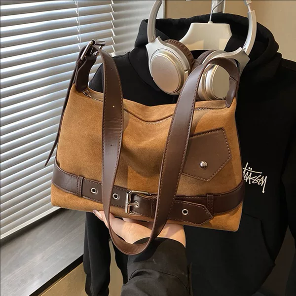 2026 Spring New Style Contrast Color Patchwork Underarm Bag Women's Matte Stylish Crossbody Bag Daily Commuting Shoulder Bag