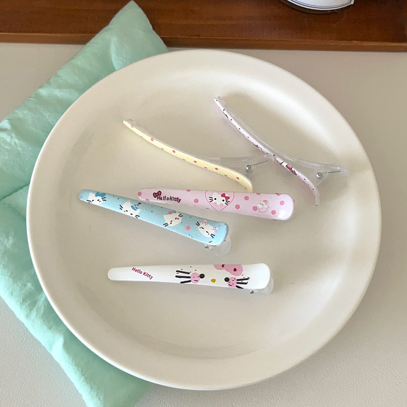 kt猫发夹三丽鸥鸭嘴夹萌趣卡通印花头饰可爱少女心蓬松刘海碎发夹|undefined