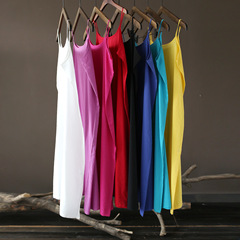 1931 XiMo Women's Summer New Loose Strappy Dress Literary Versatile Solid Color Base Dress