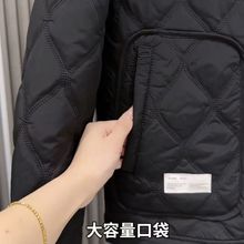 高级感菱格翻领夹克外套男士夹棉秋冬新款时尚百搭保暖轻薄棉服潮