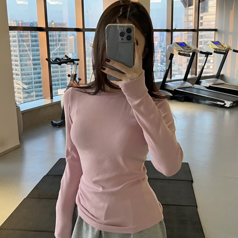 Lulu's Same Style Early Autumn New Modal Threaded Matte Slim Slim Round Neck Long-Sleeved T-Shirt for Women Lulu's Same Style Early Autumn New Modal Threaded Matte Slim Slim Round Neck Long-Sleeved T-Shirt for Women