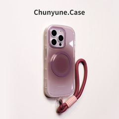 晕染渐变椭圆适用苹果16romax手机壳新款16pro紫色iphone15硅胶14带挂绳max防摔13磁吸12爆款16系列ip保护套