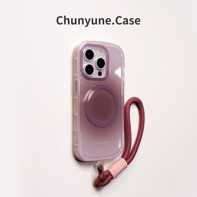 Gradient Oval Case Suitable for Apple 16 Pro Max, New 16 Pro Purple iPhone 15 Silicone 14 with Lanyard, Max Shockproof 13 Magnetic 12 Popular 16 Series Ip Protective Case