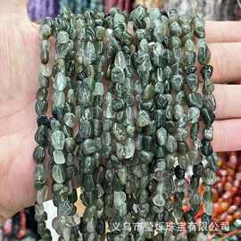 厂家直销天然绿发晶随形石天然不规则diy手饰项链配件批发饰品