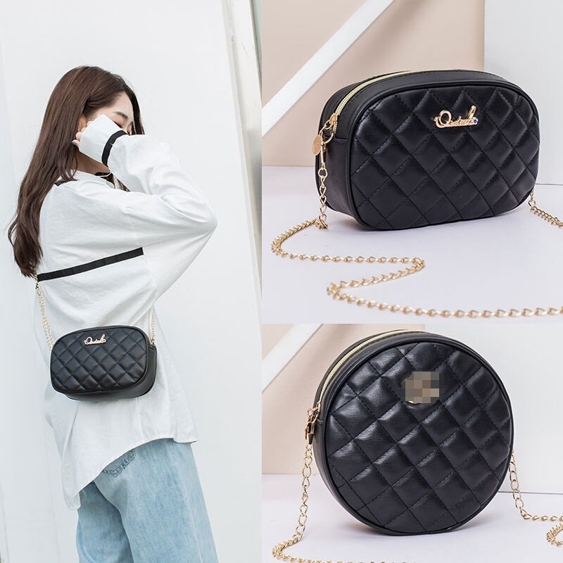 Embroidered Shoulder Bag Women's Bag 2025 New Fashion Quilted Chain Round Bag Mini Mobile Phone Crossbody Small Square Bag Gift