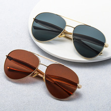 新款时尚大框金属飞行员跨境款加粗镜腿男墨镜欧美潮流个性太阳镜