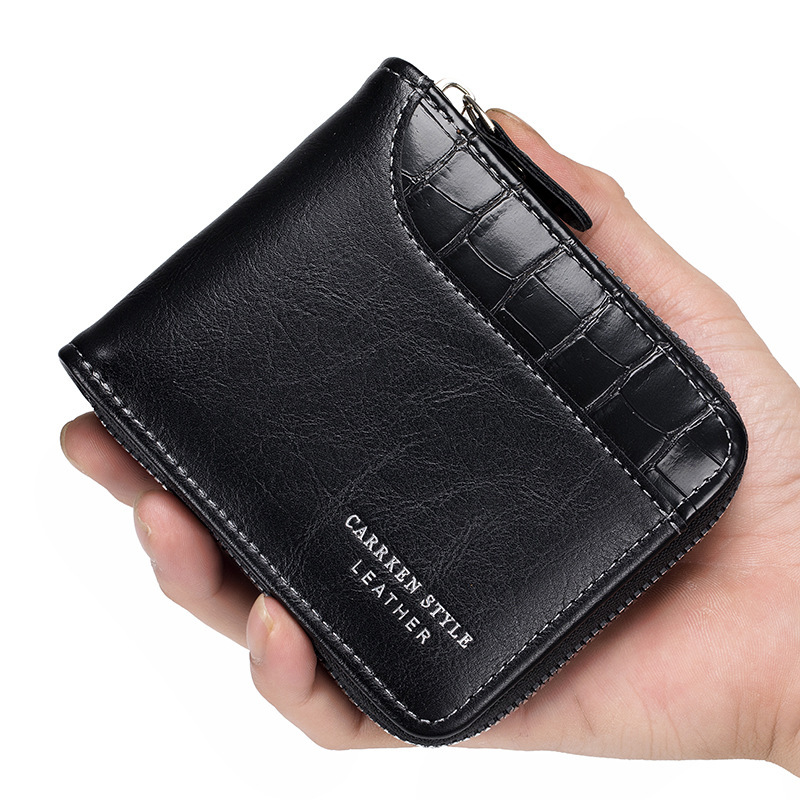 European and American Men's Short Wallet Stitching Stone Pattern Large Capacity Three-fold Zipper Coin Purse Trendy Multi-card Wallet European and American Men's Short Wallet Stitching Stone Pattern Large Capacity Three-fold Zipper Coin Purse Trendy Multi-card Wallet