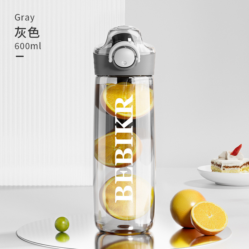 見栄えの良い大容量ウォーターカップ 600ml 学生用スナップオンウォーターカップ スクールバッグ ストレートウォーターボトル ハンドル付き アウトドアストロー|undefined