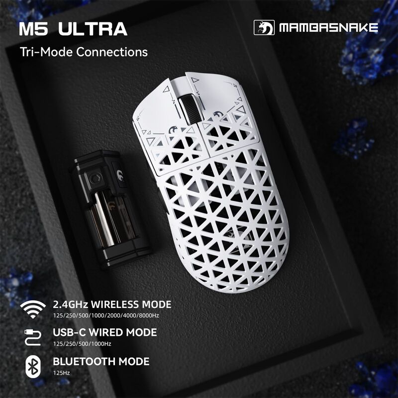 マンバ蛇M5Ultra炭素繊維無線マウス軽量化PAW3950ゲーム三モードbluetooth 8kマウス|undefined