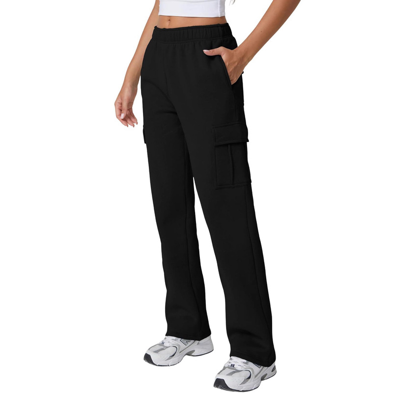 Women's Mid-Waist Elastic Waist Sports Pants Casual Fleece-Lined Trousers with Pockets Women's Quick-Drying High-Waist Hip Lift Women's Mid-Waist Elastic Waist Sports Pants Casual Fleece-Lined Trousers with Pockets Women's Quick-Drying High-Waist Hip Lift